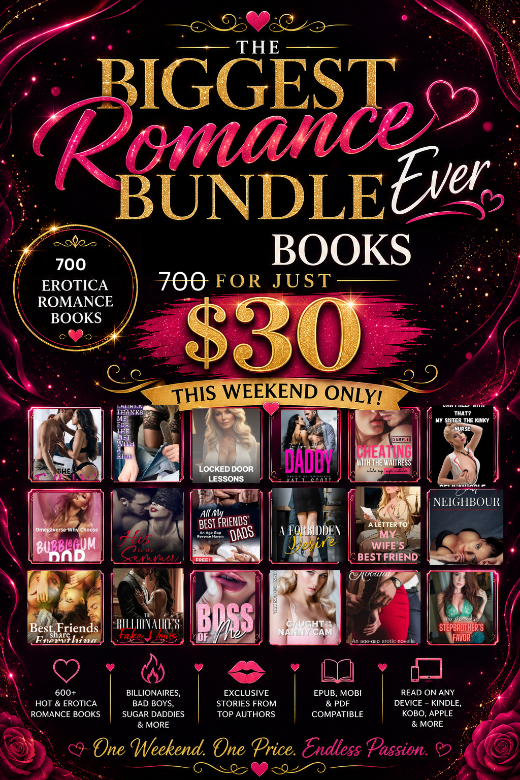✨ The Biggest Romance Bundle Ever: 700+ Books for Just $30 This Weekend