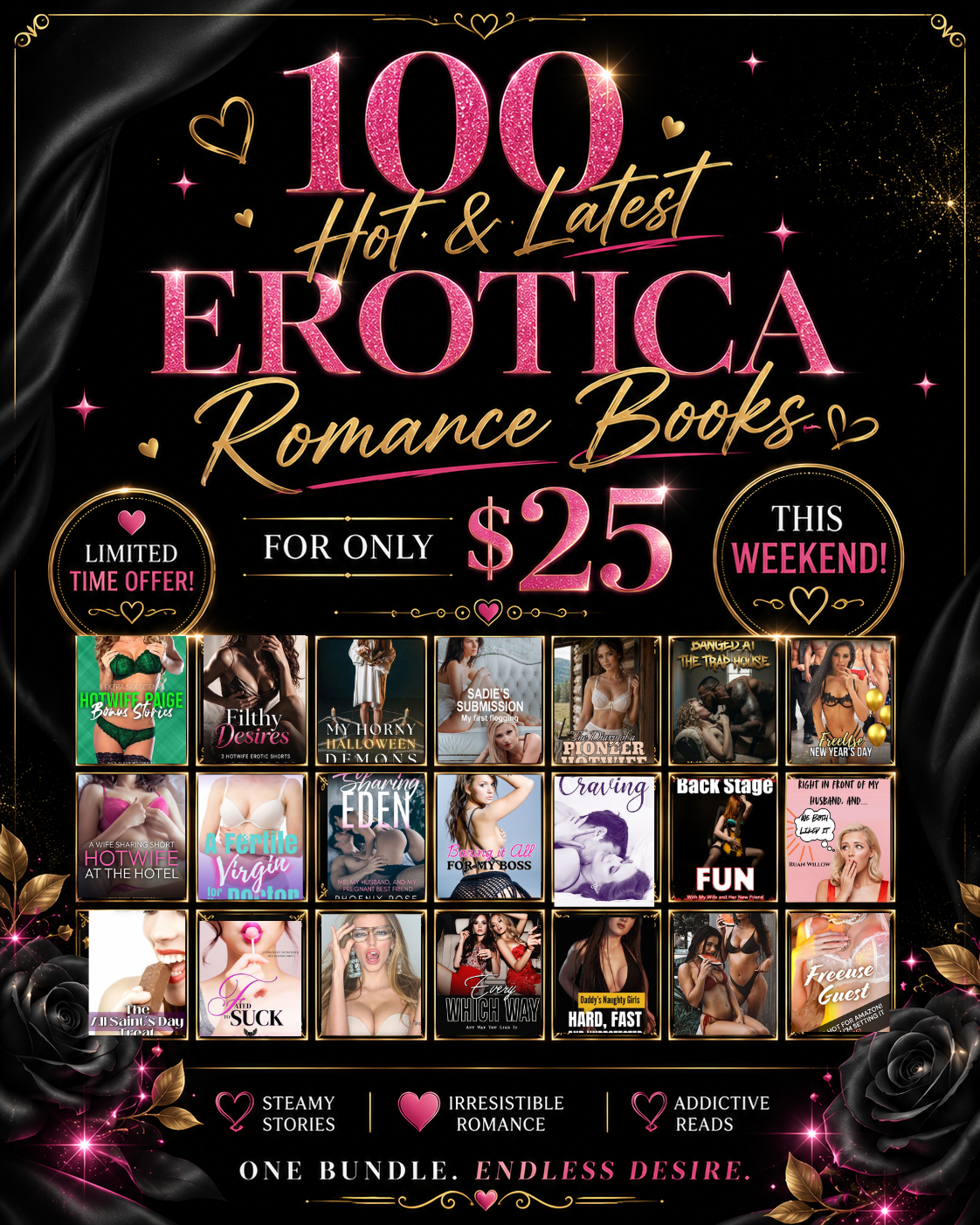 ❤️‍🔥 100 Hot & Latest Erotica Romance Books for Only $25 This Weekend!